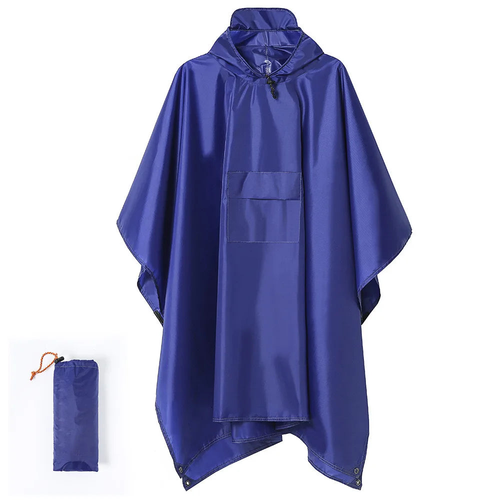 Portable Adult Outdoor Waterproof Raincoat 3 in 1 Women Men PU Hooded Raincoat Outdoor Hiking Fishing Mountaineering Raincoat