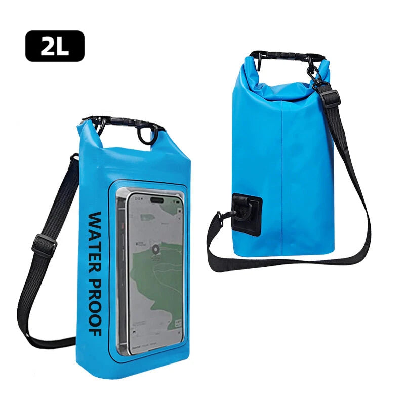 2L 5L Dry Bag Swimming Pack Touch Screen Outdoor Waterproof Kayak Storage Bag Trekking Drifting Rafting Surfing Boating Backpack