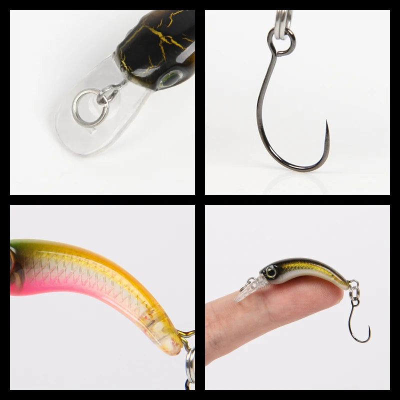 LETOYO Floating Injured Fishing Lure 40mm 1.2g Micro Lures Artificial Minnow Bait Wobblers For Trout Bass Perch