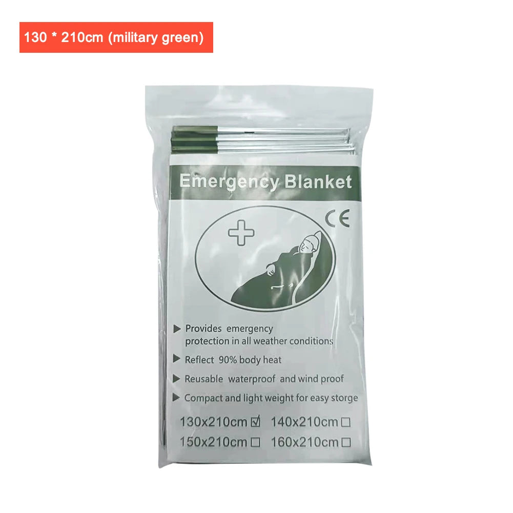 Emergency Blanket Outdoor Survive First Aid Military Rescue Kit Windproof Waterproof Foil Thermal Blanket for Camping Hiking