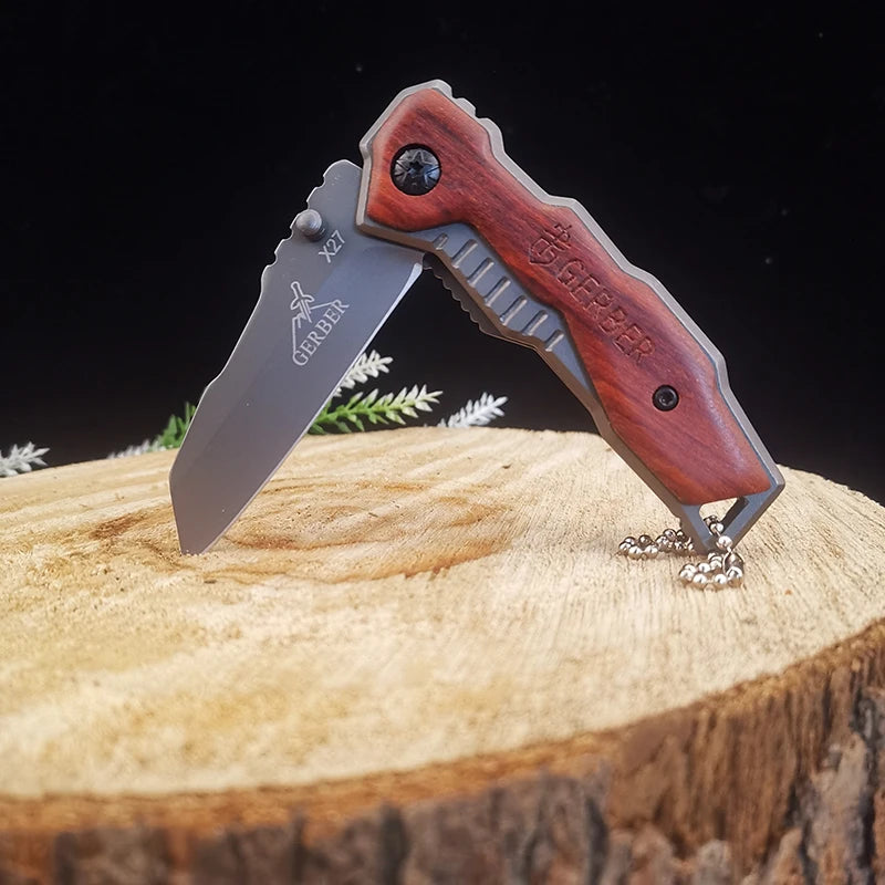 Camping portable survival folding knife with multi-functional EDC pocket blade and sharp fruit knife for hunting, fishing and cu