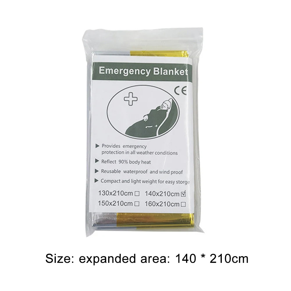 Emergency Blanket Outdoor Survive First Aid Military Rescue Kit Windproof Waterproof Foil Thermal Blanket for Camping Hiking