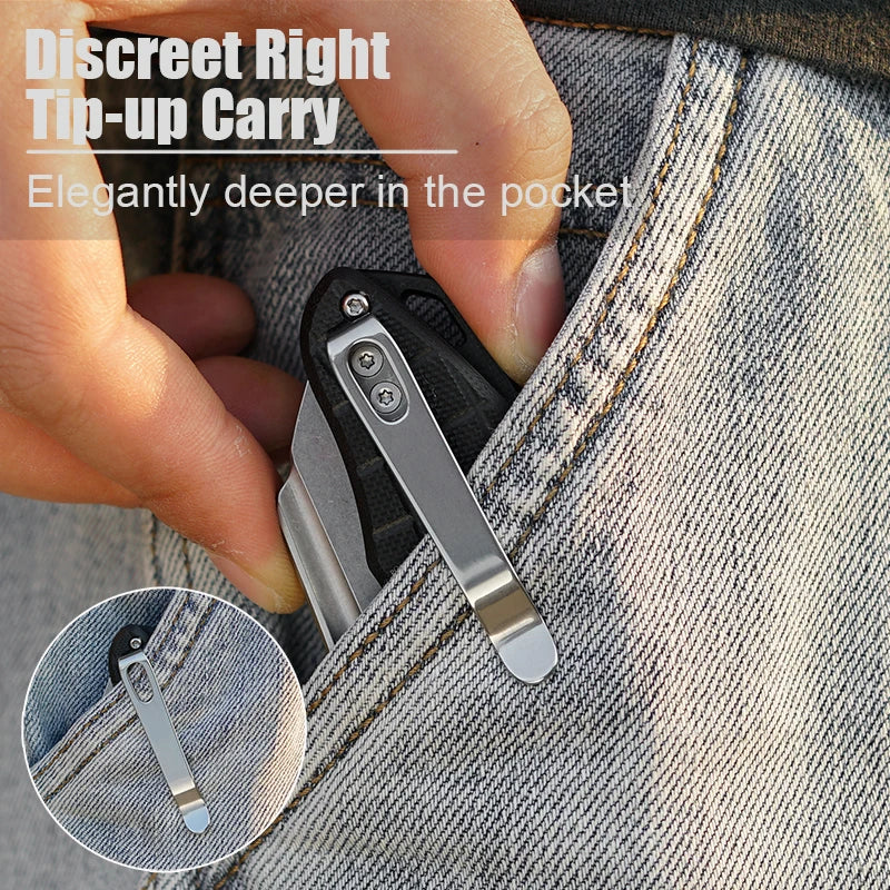 VNLA DC53 Steel sharp Folding Knife Outdoor Camping Hunting Cutting Survival Hiking Fishing portable Pocket clip EDC Tool Knife