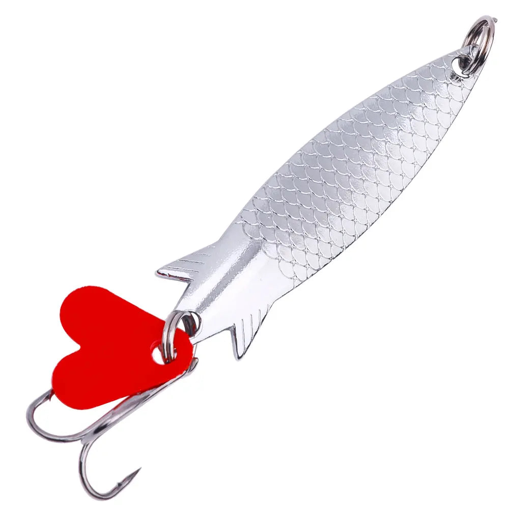 Fake Fish Spoon Lure sea fishing spoon Bait Metal Jig Fishing Lure Wobblers Pike Bait For Trout Pike Perch Salmon