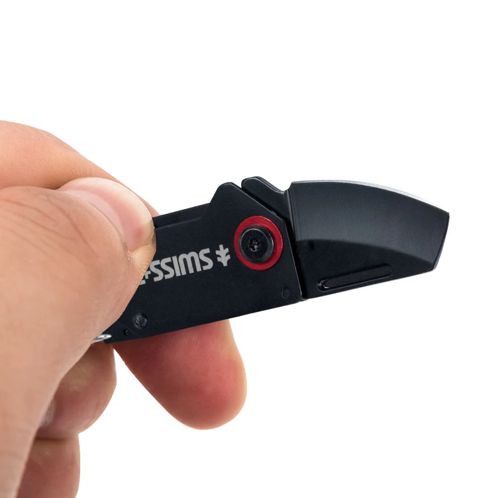 SWISS TECH Mini Folding Knife Multitool Pocket Knives With Carabiner Clip Camping EDC Portable Keyring Box Cutter Bottle Opener