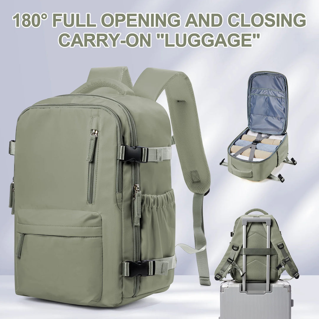 Cabin bag, 40*28*17cm, travel backpack men's backpack, boarding, lightweight, waterproof, business trip computer bag，army green.