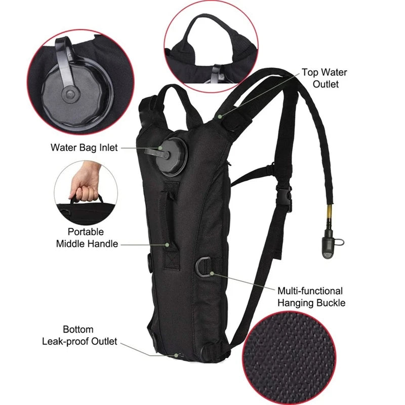 Hydration Backpack Water-proof Oxford Water Bag with 3 Liter Bladder for Outdoor Running Hiking Cycling Climbing Camping