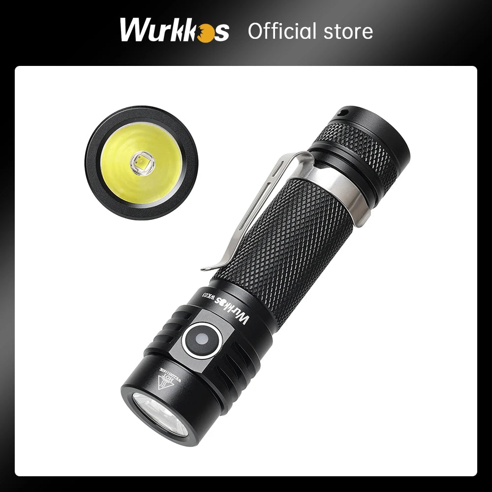 Wurkkos WK03 LED Flashlight 18650 Torch 1800LM ATR Luminus SST40 Rechargeable USB C Light IP68 Waterproof for Hiking Camping