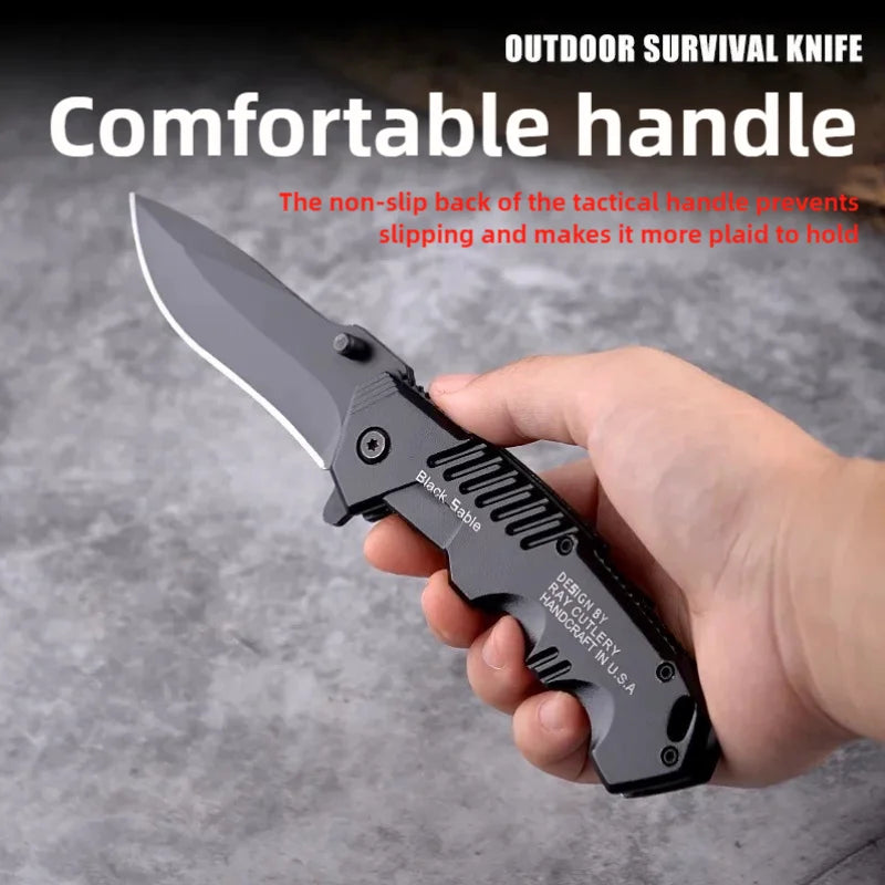 Multi functional safety folding knife, EDC pocket knife with safety lock, fruit knife, suitable for outdoor survival, camping,