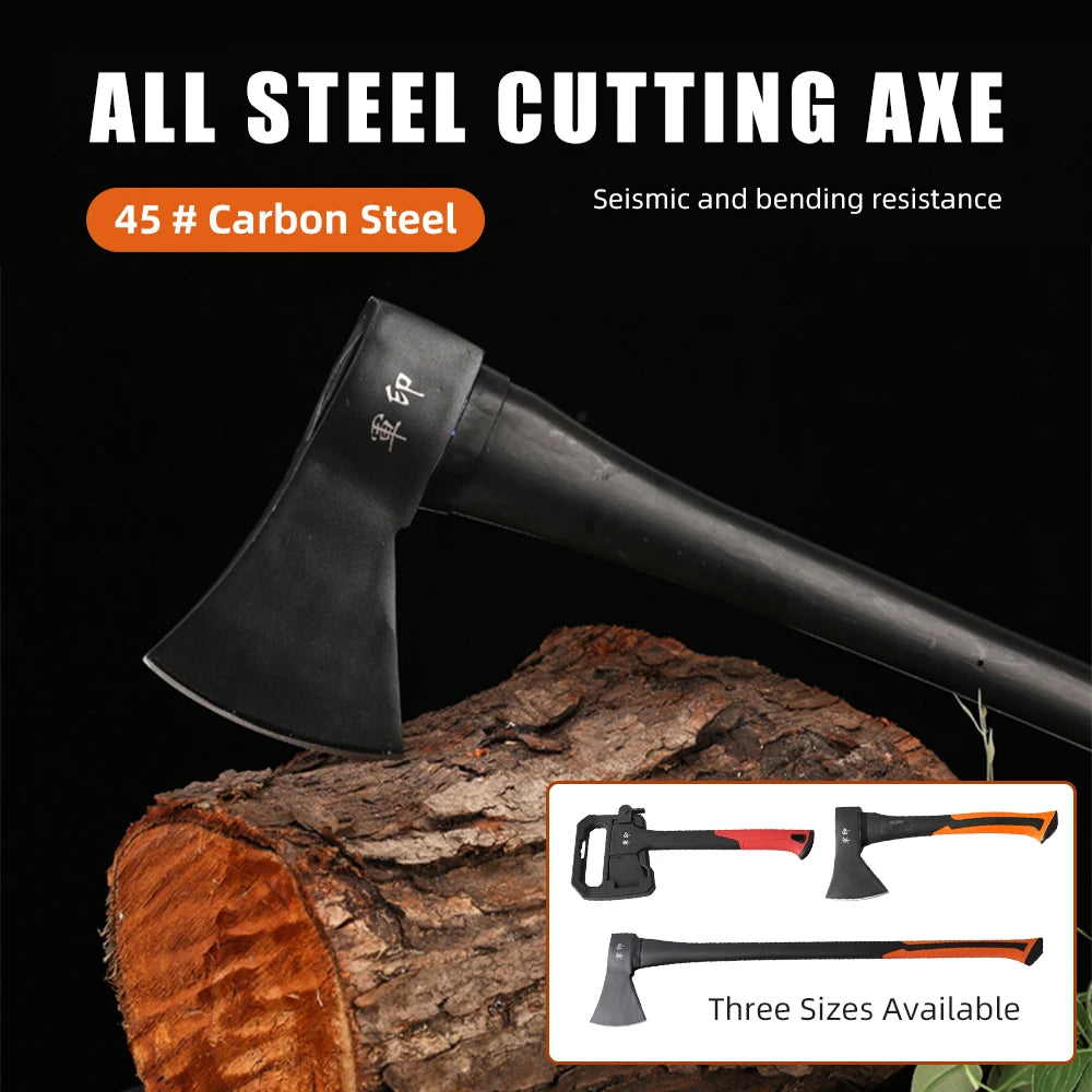 Steel Axe Woodworking Axe Wood Splitter Outdoor Camping Tree Chopping Logging Axe Household Stake Splitting Tool Mountain Axe