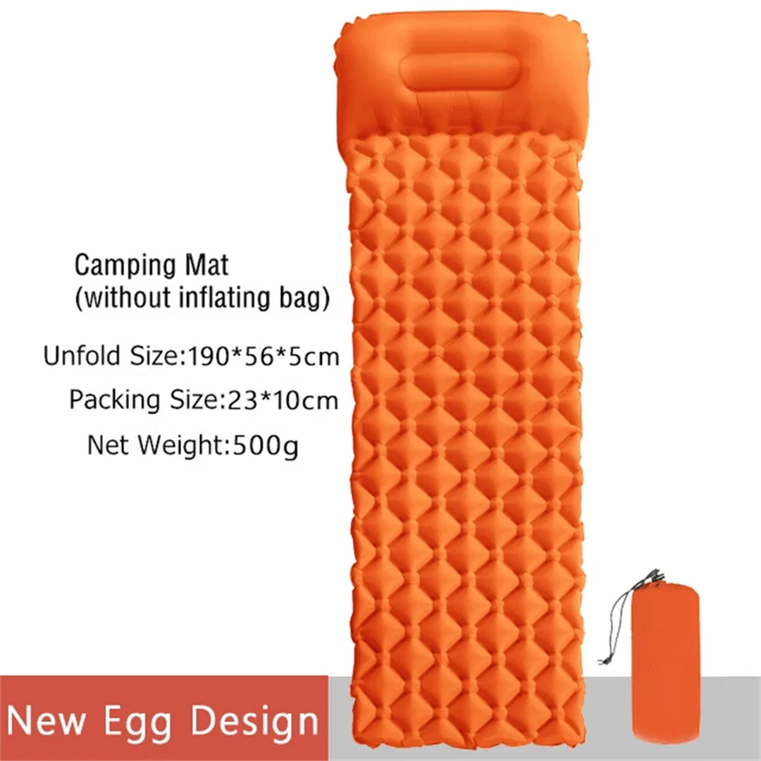 Inflatable Sleeping Camping Mat with Pillow 190L x 64W x 6Th centimetres - Ultralight, Waterproof, Compact Sleeping Pad