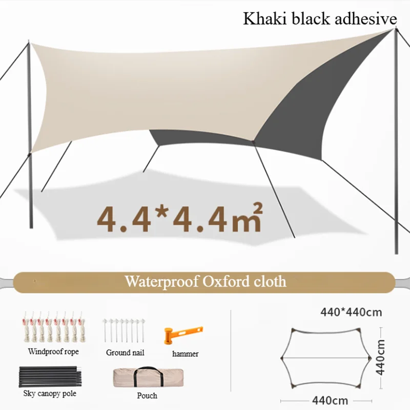 Outdoor camping canopy with high-quality appearance, fresh and high-density waterproof Oxford cloth, thick support rod, stable w