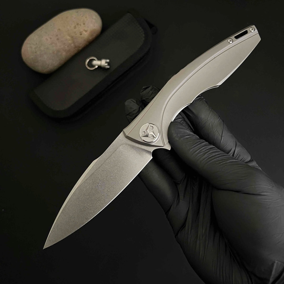 M390 powder steel folding knife TC4 titanium alloy handle high hardness sharp self-defense knife water field survival knife