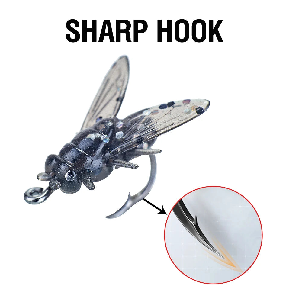 20Pcs/Boxed Fly Fishing Bait Simulation Flies Fishing Lure Sequined Soft Lure With Sharp Hooks For Freshwater Saltwater