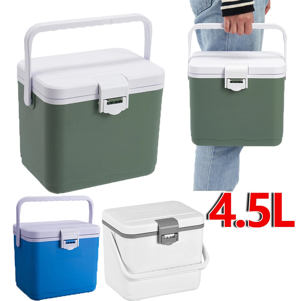 4.5L Portable Outdoor Incubator Large Capacity Food Storage Box Cooler Ice Bottle Cooler Mini Fridge Camping Refrigerator