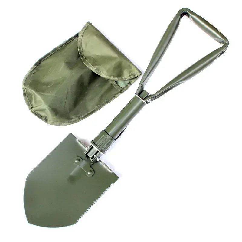 Multifunctional Folding Camping Shovel with Storage Bag Carbon Steel Military Style Entrenching Tool for Camping Gardening