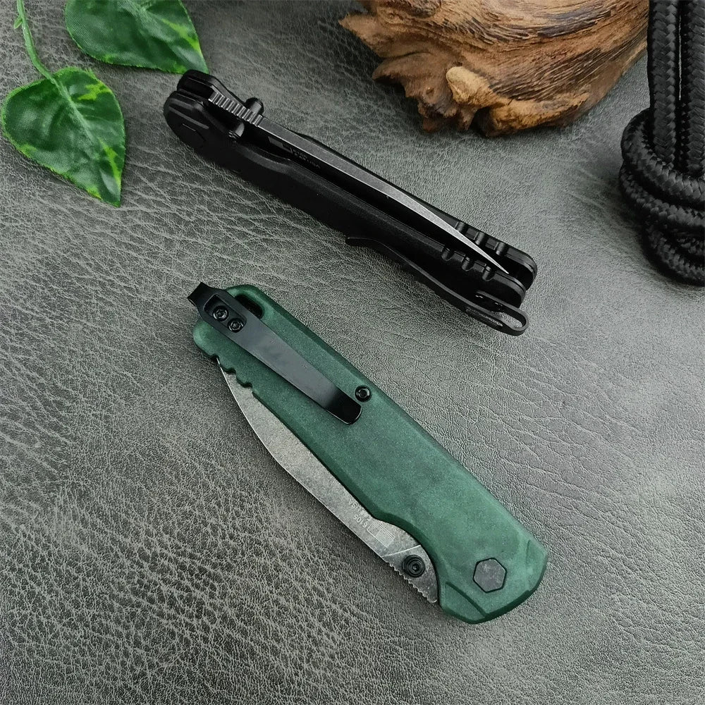 Tactical KS 6105 Folding Knife 8Cr13Mov BlackWashed EDC Pocket Knives Nylon Fiber Handle Camping Hunting Outdoor Survival Tool