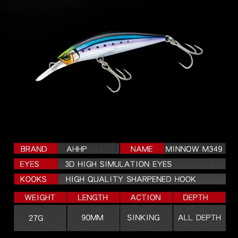 9cm 27g Minnow Fishing Lures Wobblers Crankbaits Jerkbaits Artificial Hard Baits Hooks 3D Eyes for Fishing Carp Pesca Isca