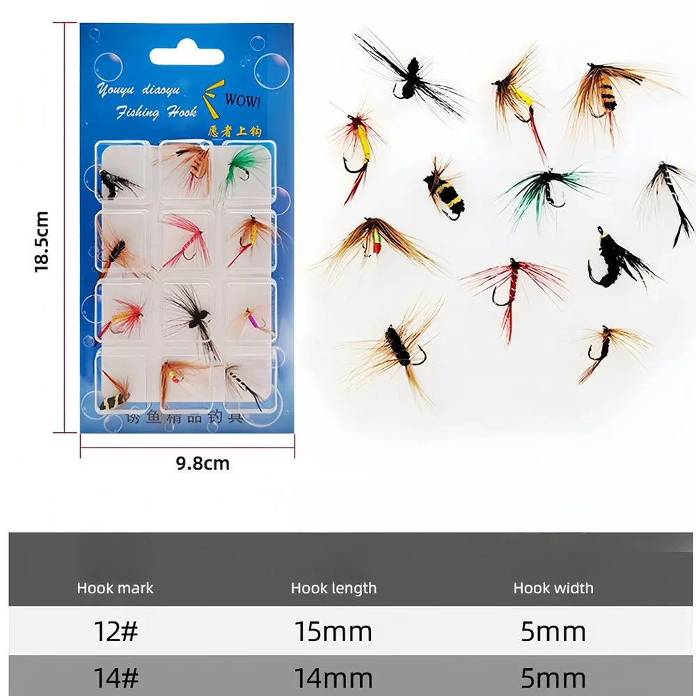 Dry Wet Flies Fly Fishing Lure Hooks Fly Streamers Nymphs Flies Fly Artificial Bait Hooks for Bass Trout Salmon