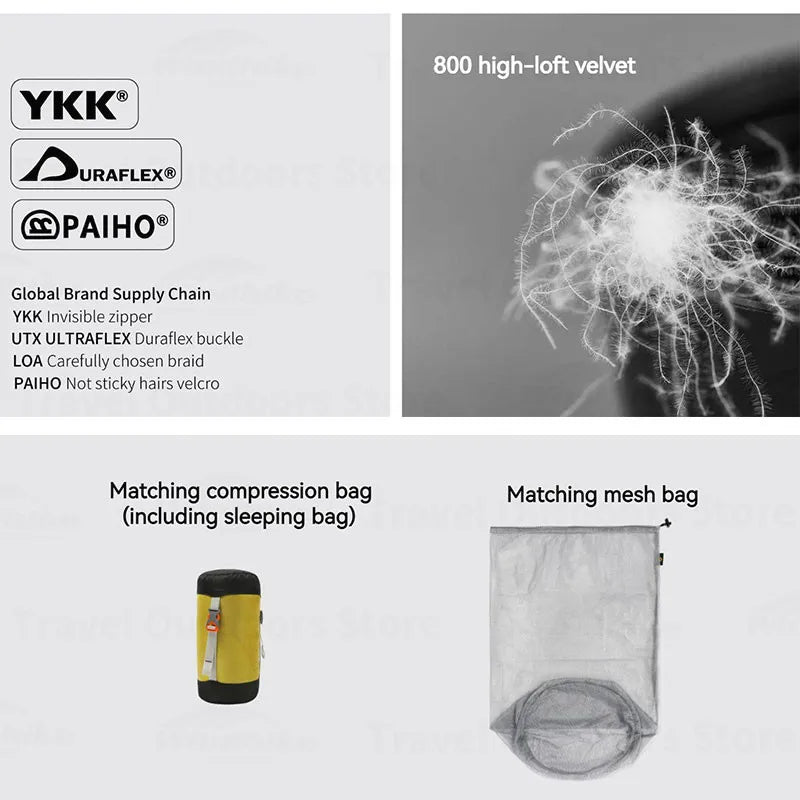 AEGISMAX DUSK Series Sleeping Bag Upgrade 7D Nylon 800FP Ultra Dry Down Pro Ultralight Sleeping Bag Camping Hiking for Men & Wom