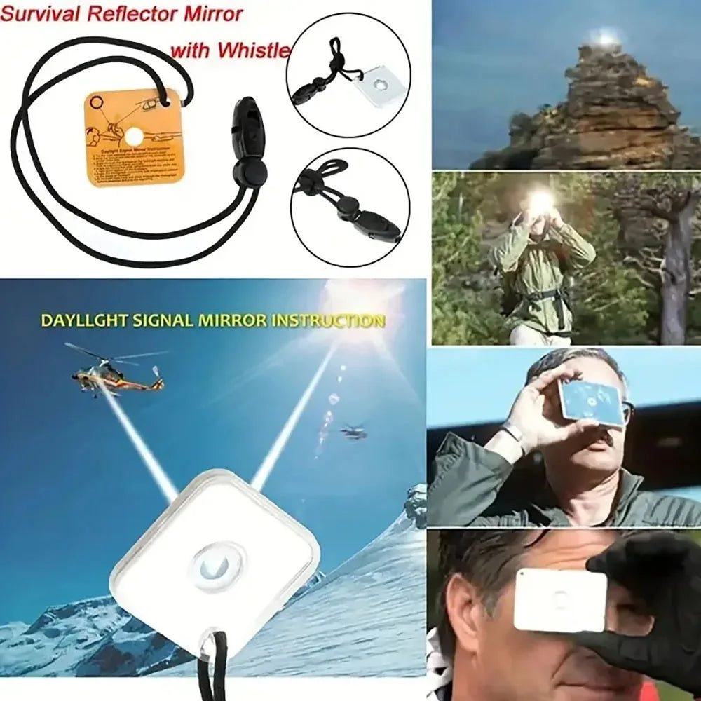 Survival Signal Mirror Sunlight Reflector for Hiking Camping Emergencies First Aid