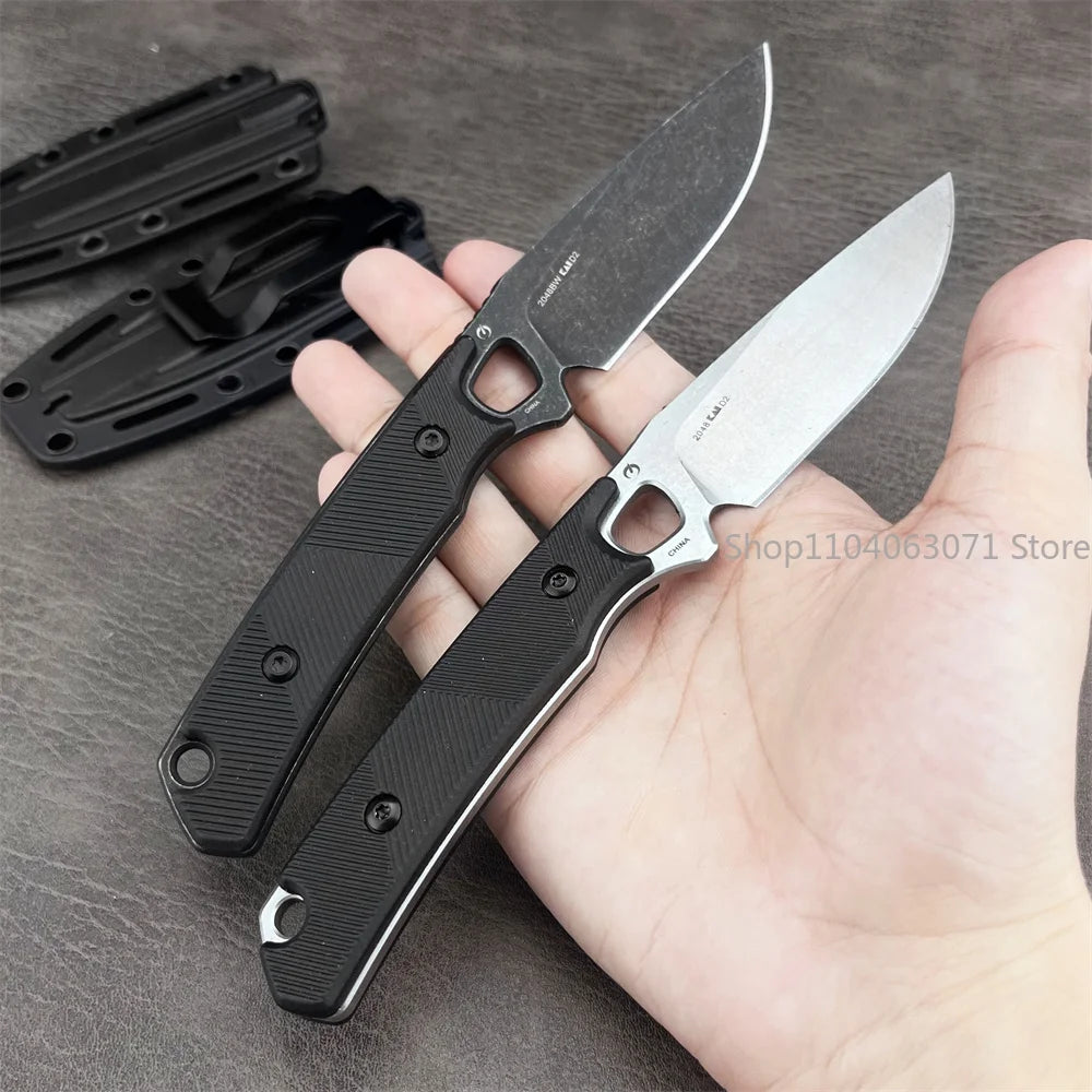 KS2048 Fixed Blade Knife Wilderness Hunting Tactical Straight Knife with Sheath Camping Utility Survival Tool Nylon Fiber Handle