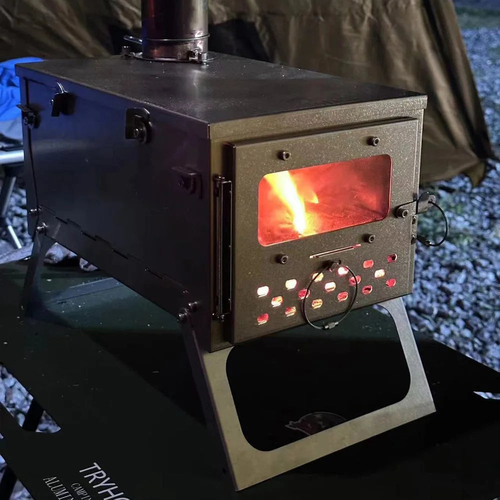 Ultralight Mini Titanium Tent Stove Outdoor Folding Tent Heater Portable Wood Burner Brazier Camping Wood Burning Furnace