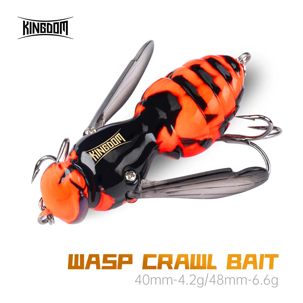 Kingdom Wasp Crawl Bait 4.2g 6.6g Insect Bionic Floating Fishing Lure Swimbaits Hard  Artificial Baits Bass Carp Pike Fishing