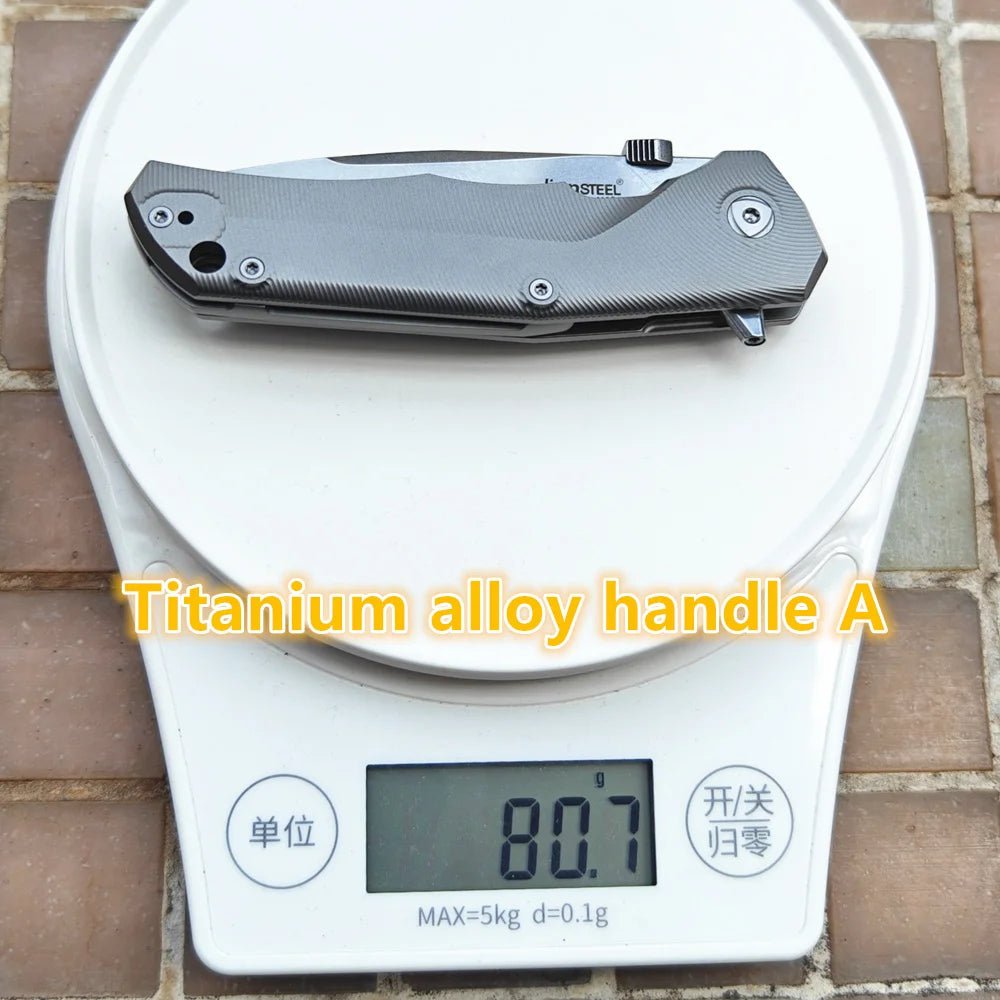 JUFULE Wood Box Packing Lion Molletta Carbon Fiber Titanium Mark M390 Logo Blade Camp Hunt Fish EDC Tool Tactical Folding Knife