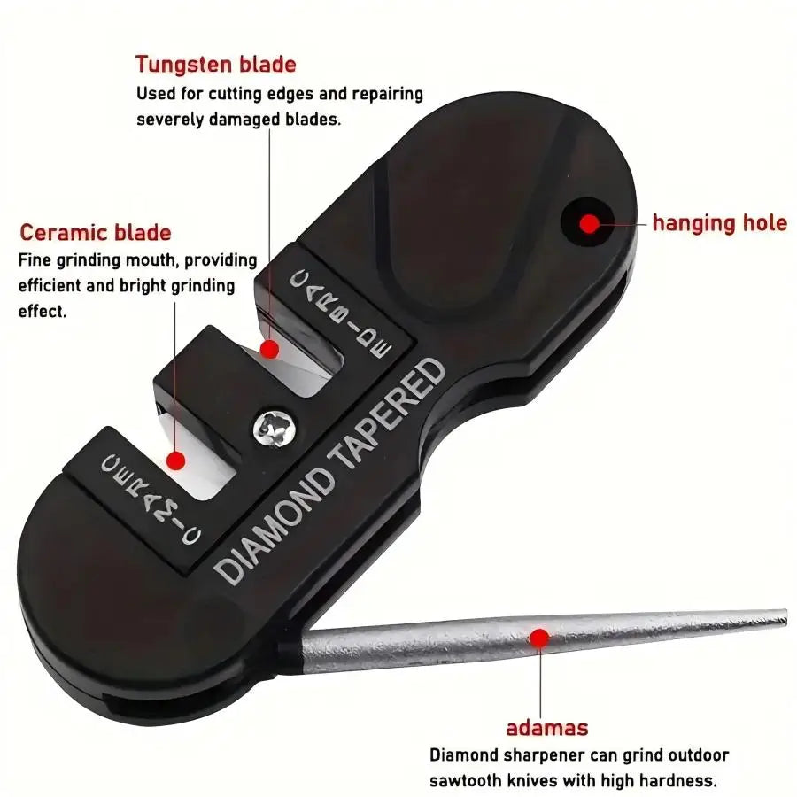 4-in-1 Portable Sharpening Tool,For Outdoor Camping And Hiking Carry-on Sharpening Tool Multi-function No Electricity Required