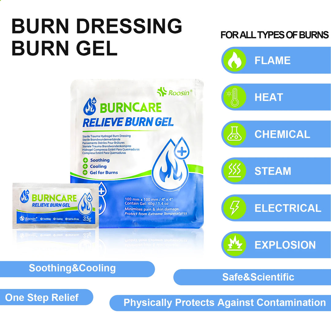 Burn Kits for Scald,  Sunburn, Burn Care Essential First Aid Kits Include Emergency Burn Gel,Burn Cream Ointment, Burn Dressing