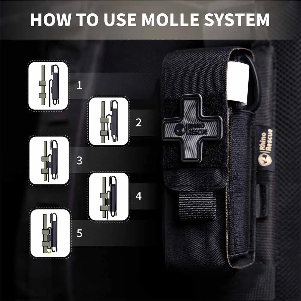 Rhino Rescue Tourniquet Pouch Holder, Molle Medical Shears Pouch Scissors Bag Fit for Tourniquet,Outdoor Small Tool Bag
