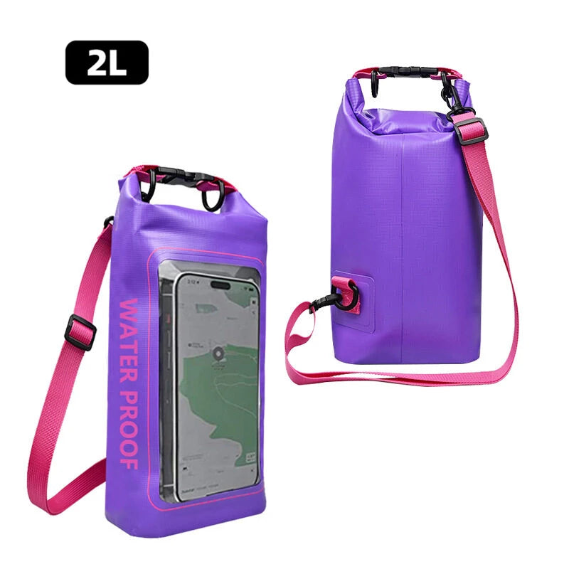 2L 5L Dry Bag Swimming Pack Touch Screen Outdoor Waterproof Kayak Storage Bag Trekking Drifting Rafting Surfing Boating Backpack