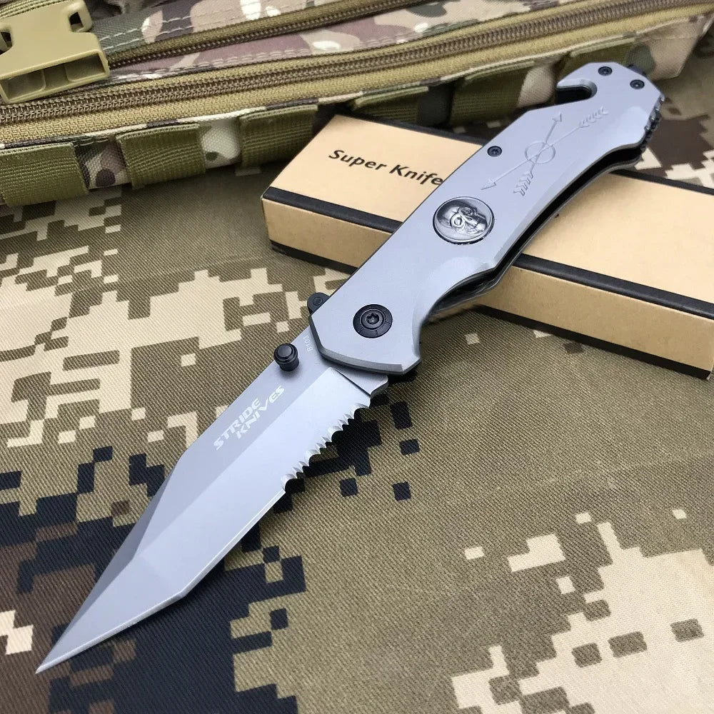 Skeleton POLICE Assisted Opening Flipper Folding Knives Tactical Camping Survival Combat Pocket Knives EDC Hunting Tool