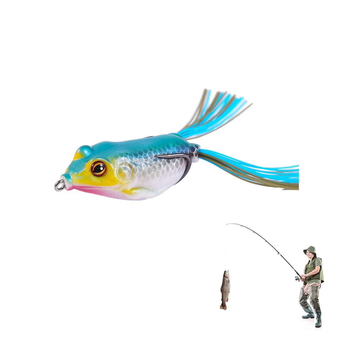 Fishing Lures Frogs Top Water Frogs Bass Fishing Lures3D Eyes Realistic Body Pattern Popping Frog Lure For Bass Fishing Weedless