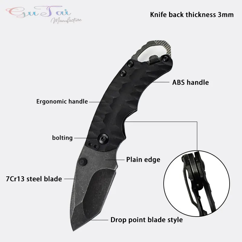 Multi-function pocket knife, suitable for camping, barbecue, hiking wilderness, high hardness, sharp and durable folding knife