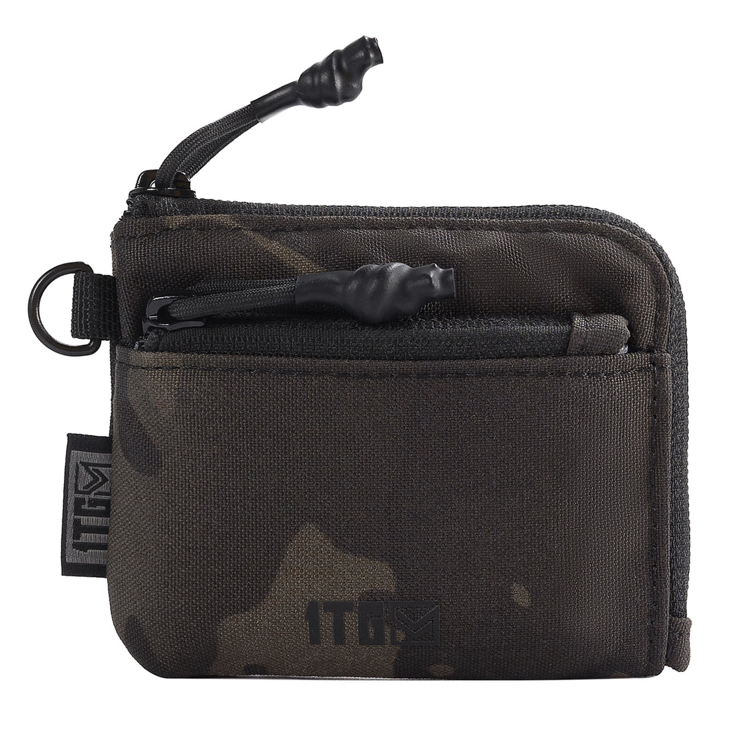 1TG TACTICAL Coin Purse, 500D Minimalist Wallet Change Purse ID Card Holder Money Pouch Tactical Bag with YKK Zipper-Camo