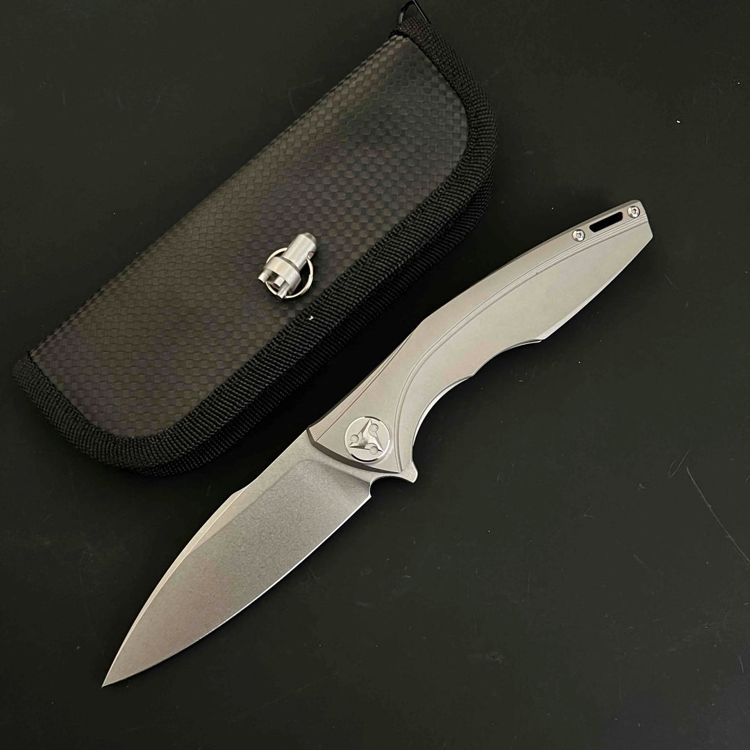 M390 powder steel folding knife TC4 titanium alloy handle high hardness sharp self-defense knife water field survival knife