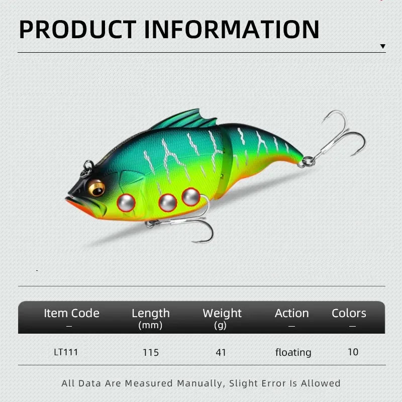 Pike Fishing Vatalion 115mm Vibration Jointed Bait Swimbait Bass Lure 41/43g Fishing Lure Floating  Vatalion 115F Leurre