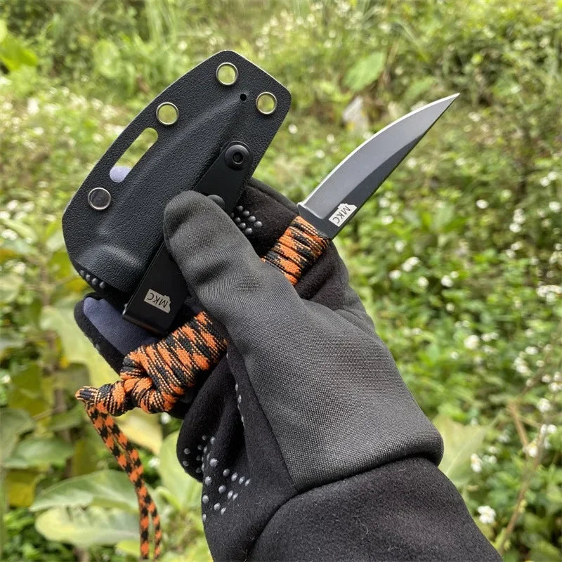 MKC Outdoor Fixed Straight Knives 440c Blade Nylon Rope Handle Outdoor Camping Adventure Fishing Sharp Tactical Hunting Knives