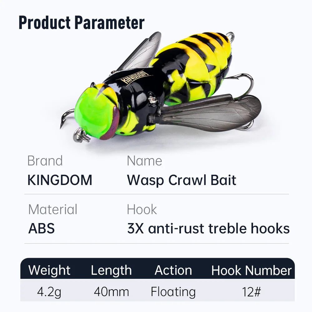 Kingdom Fishing Lures Artificial Bait 4.2g 40mm 6.6g 48mm Floating Insect Bionic Swimbaits Wobblers Hard Baits For Bass Pike