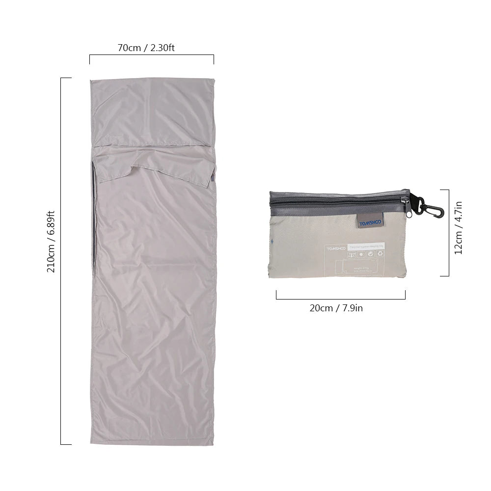 70*210CM Portable Polyester Sleeping Bag Liner with Pillowcase Lightweight Outdoor Travel Camping Hiking Business Trip Hotel