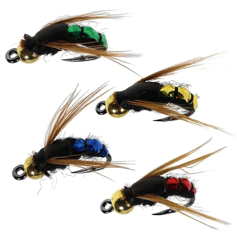 #14 Bead Head Fast Sinking Nymph Scud Fly Bug Worm Trout Fishing Flies Artificial Insect Fishing Bait Lure