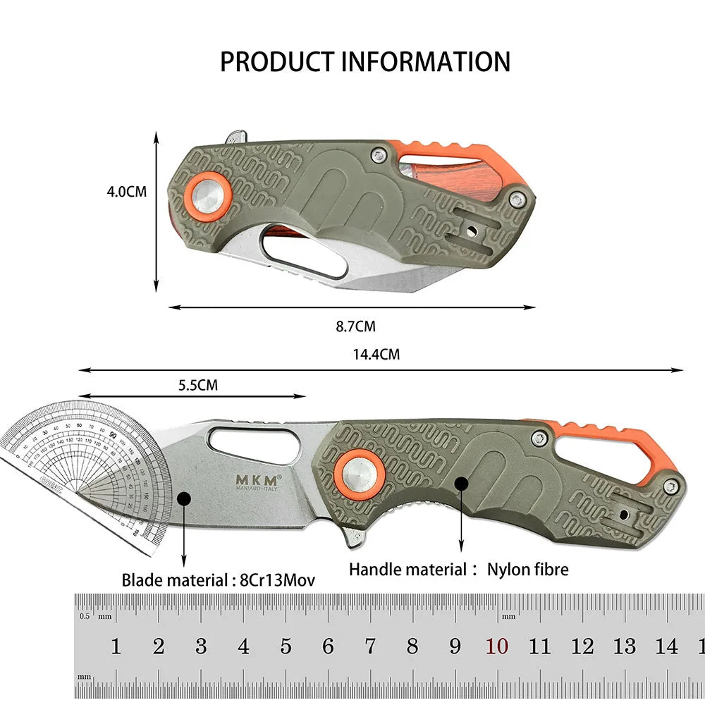 MKM-Maniago F0332 Multi-porpose Liner Lock Hunting EDC Pocket Knife 8Cr13 Blade Survival Camping Folding Knife Nylonfiber Handle
