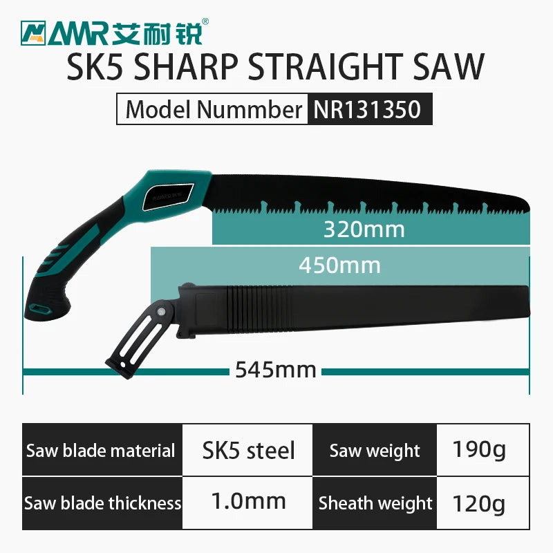 Pruning Saw with Scabbard Japanese Fixed Straight Hand Saw Portable Tree Limb Cutter Garden Pruner tool for Camping Dry Wood