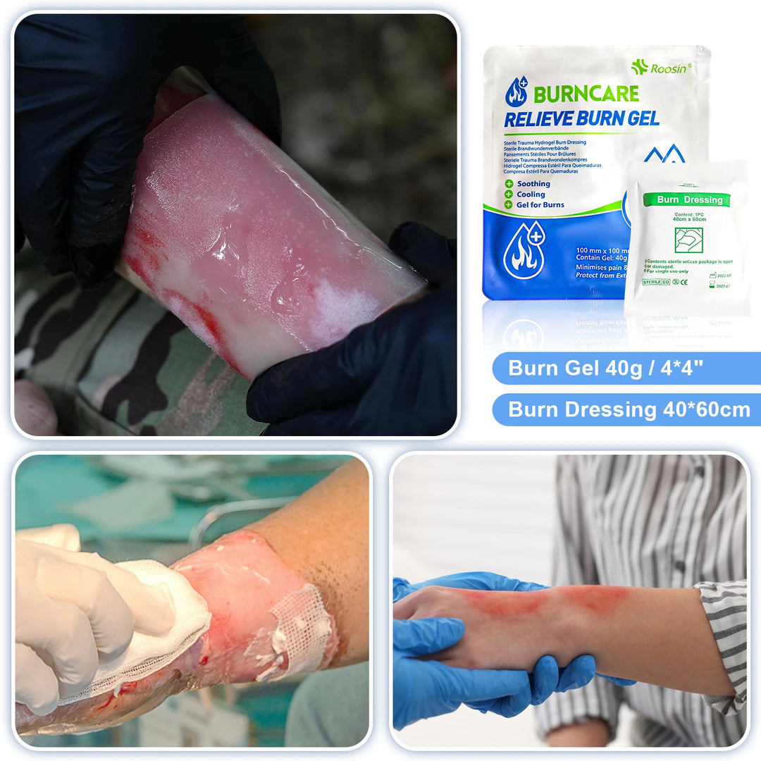 Burn Kits for Scald,  Sunburn, Burn Care Essential First Aid Kits Include Emergency Burn Gel,Burn Cream Ointment, Burn Dressing
