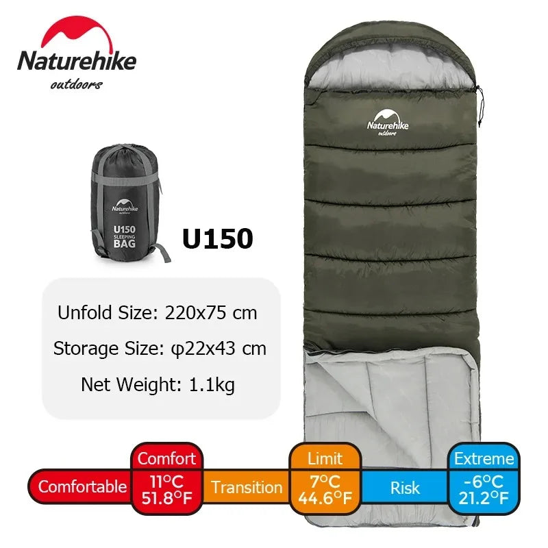 Naturehike Sleeping Bag Ultralight Waterproof Sleeping Bag Cotton Quilt Portable Envelope Sleeping Bag Camping Sleeping Bags