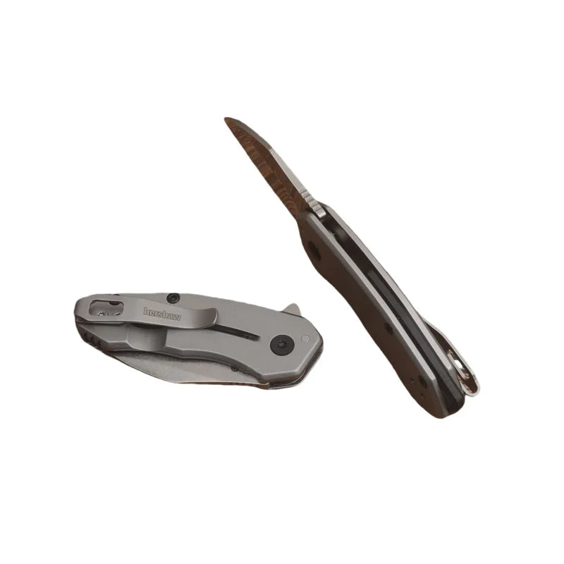 KS 1408 Folding Pocket Knife, 8Cr13Mov Blade, Steel Handle, Survival Knives, Utility EDC Tools, Outdoor Camping knife，Man's gift