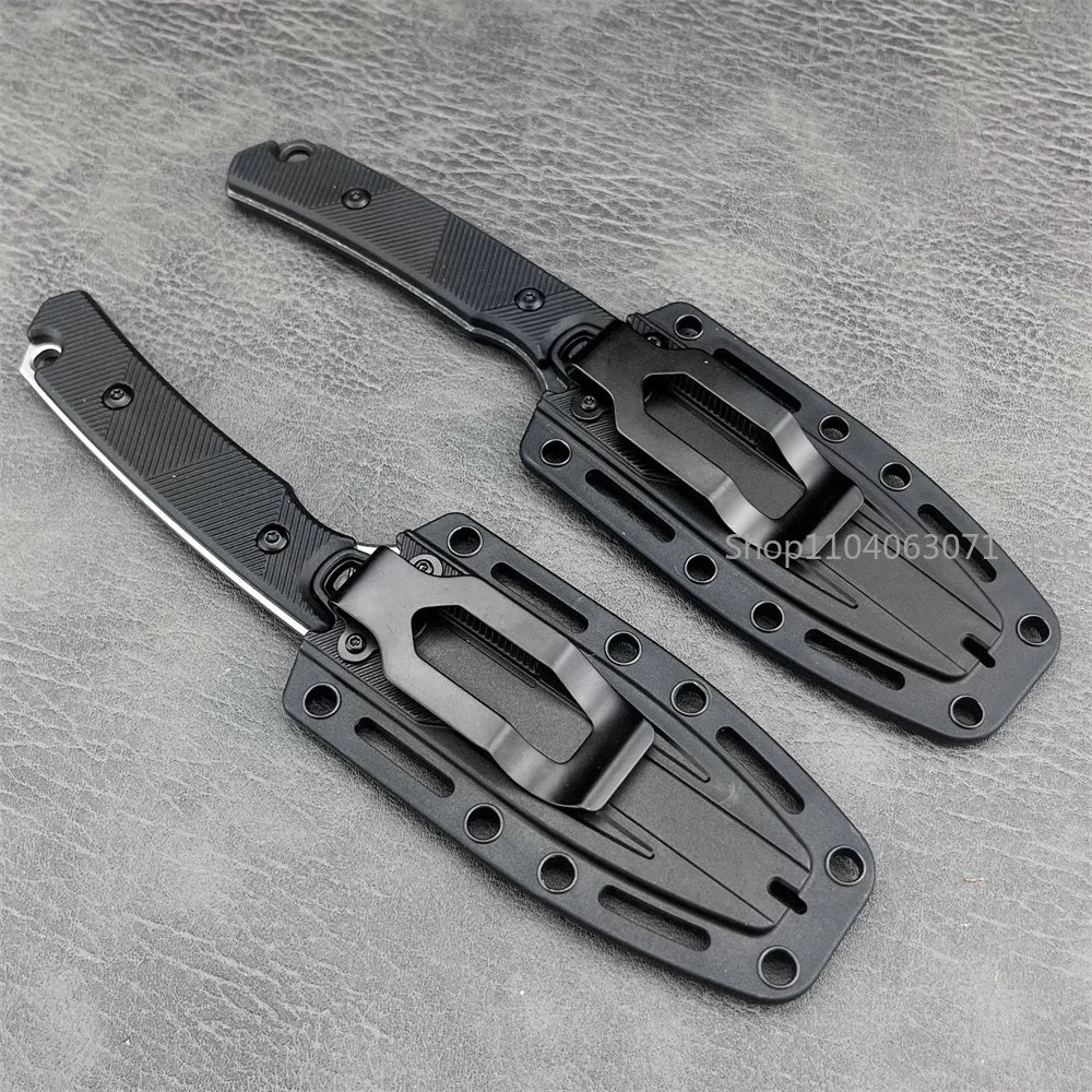 KS2048 Fixed Blade Knife Wilderness Hunting Tactical Straight Knife with Sheath Camping Utility Survival Tool Nylon Fiber Handle