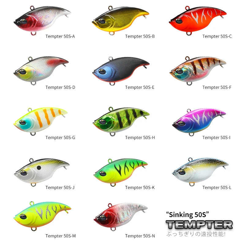 TSURINOYA 50mm 12.5g Vibration Noise Fishing Lure TEMPTER 50S Sinking Winter Fishing Lure Pike Bass Saltwater Hard Bait Wobbler